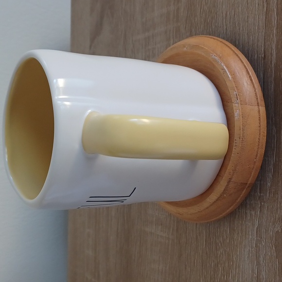 2 FOR $20 Rae Dunn White Ceramic BEAUTIFUL DAY Mug With Yellow Interior & Handle - Picture 5 of 9